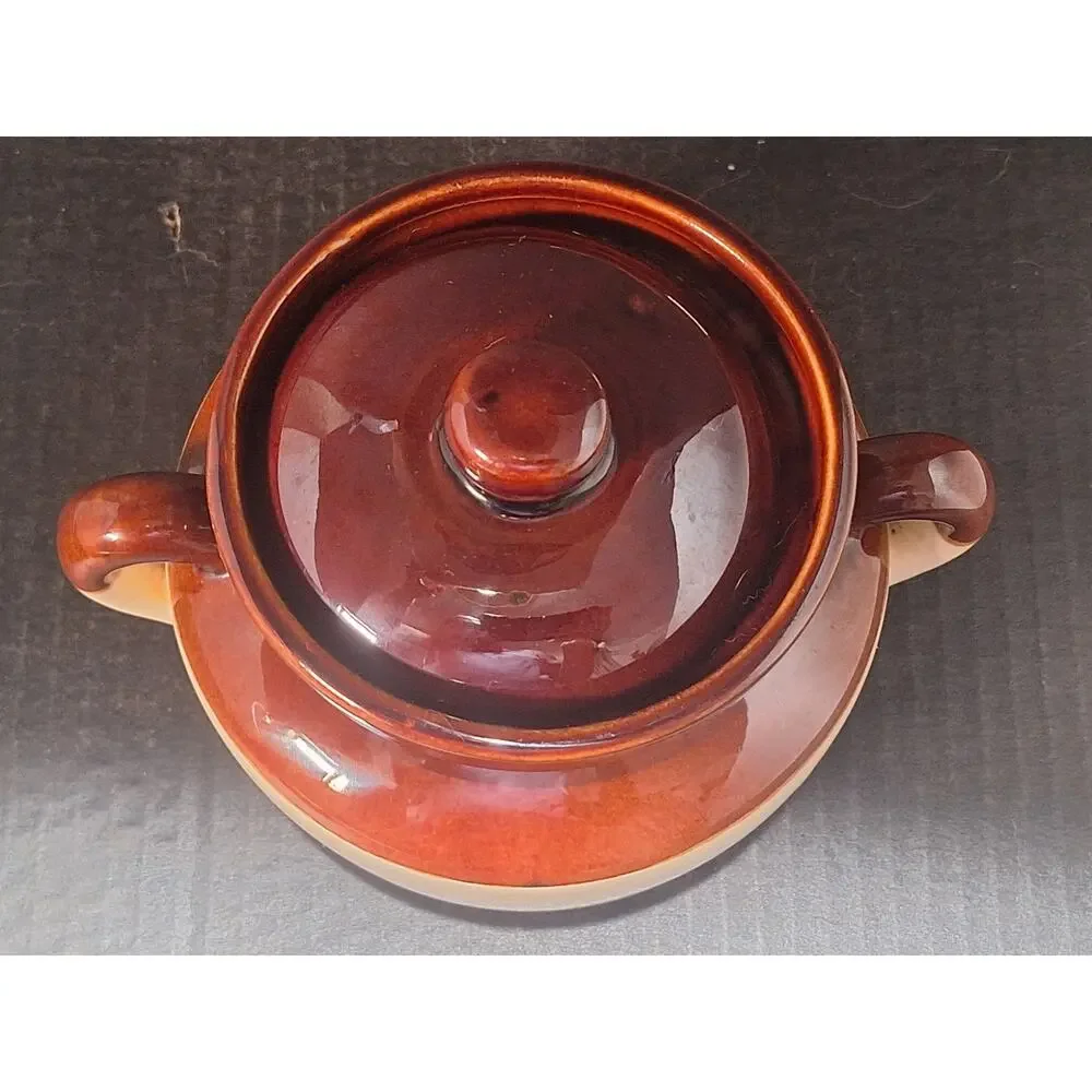 Vintage McCoy LCC USA 341 Covered Bean Pot Rare Rose Floral Decal Stoneware- HTF